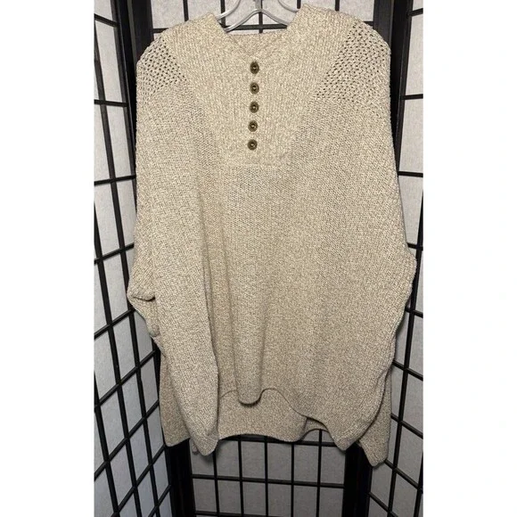 VTG 90s Eddie Bauer Button Knit 100% Cotton Pullover Sweater XXL Made in the USA - Picture 2 of 8